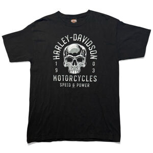 Harley-Davidson Silver Skull Short Sleeve Shirt Sz L